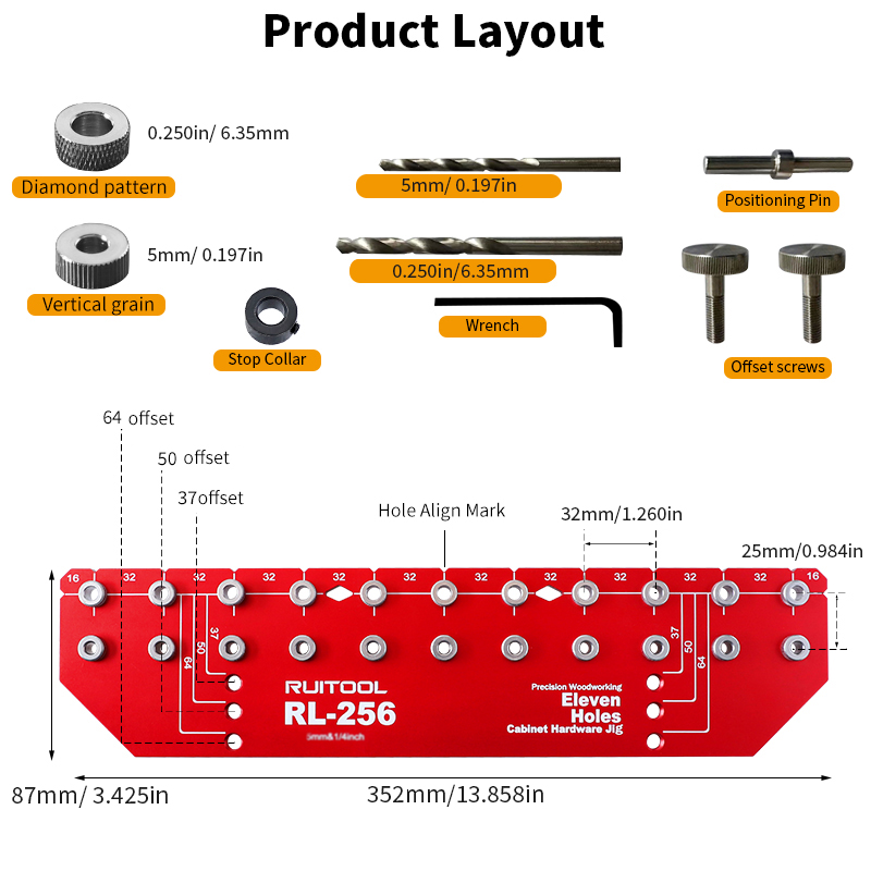 Shelf Pin Jig Set Aluminium Al - đánh giá và giá Dowel Jig Kit